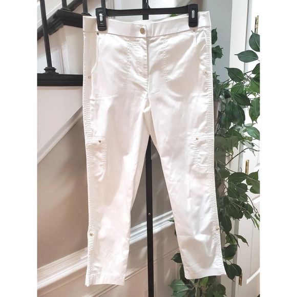 Chico's Women's White Slash Pockets Flat Front Straight Leg Cargo Pants 00 (2) - Picture 12 of 12